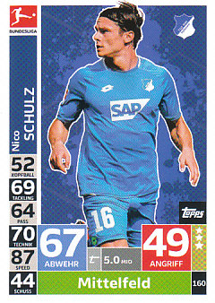 Nico Schulz TSG 1899 Hoffenheim 2018/19 Topps MA Bundesliga #160